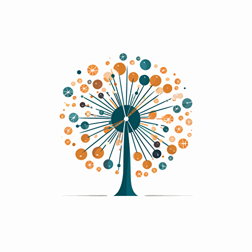 Technology company logo, vector, flat design, dandelion