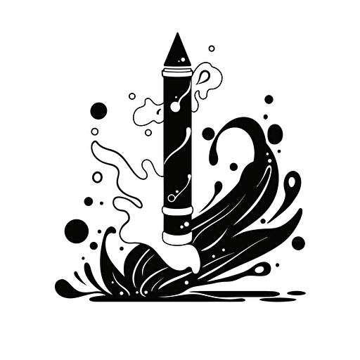 a logo design of a chaotic fountain pen, black and white, minimialist, fun, logo, design, vector design
