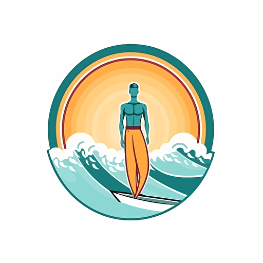 man with sub board, sea, summer, vector logo