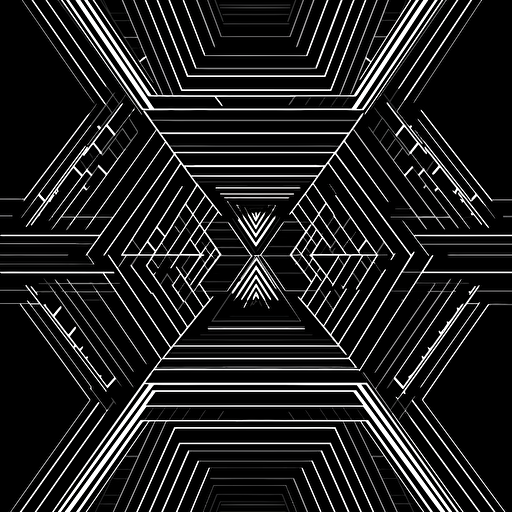 symetrical 2d vector design flat background white on black