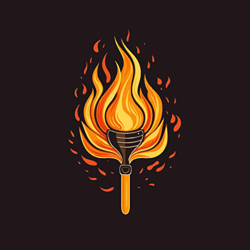 vector style illustration, stylised logo of a basting brush on fire