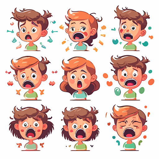 child expressions vector illustration set , isolated, white background