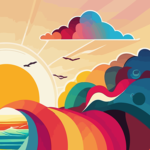 fun vector art, colorful, ocean water