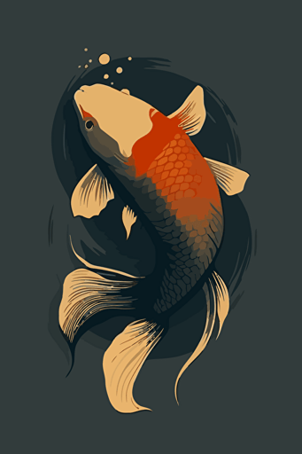 carp koi, vector illustration, minimalist,