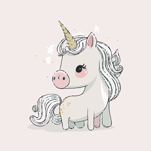 cute baby unicorn vector,comic style, white background