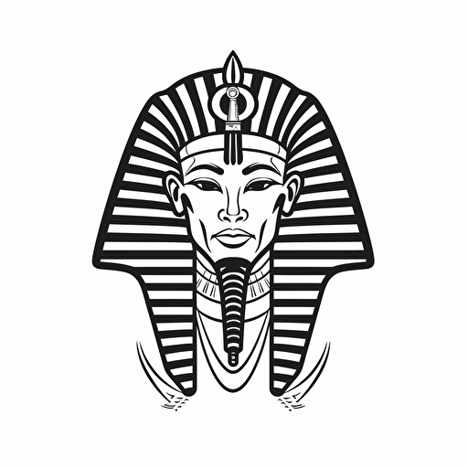 ramses illustration, minimal, outline strokes only, black and white, logo, vector, minimallistic, white background