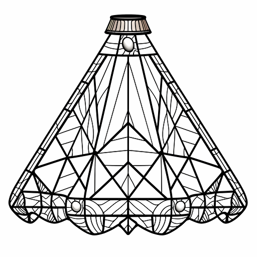 simple vector drawing outline of a modern geometirc lamp shade. stained glass pattern.