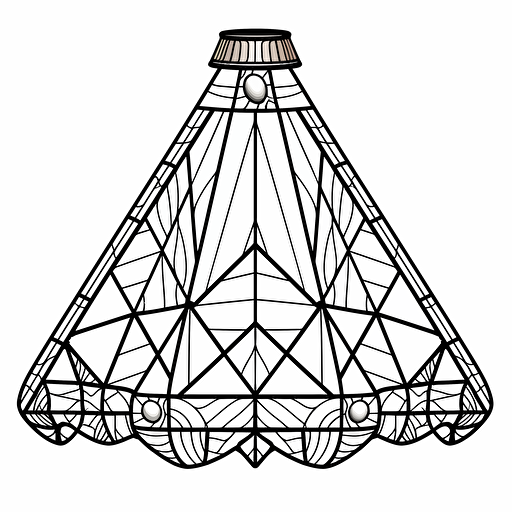 Simple vector drawing outline of a modern geometirc lamp shade, stained glass pattern, vector illustration