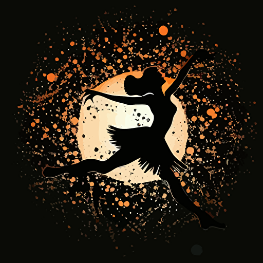 balet dancer on the dark star background vector silouete stylized paint