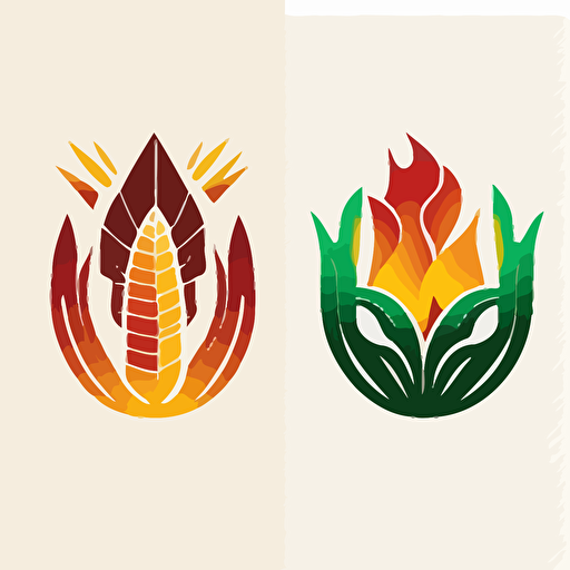 create brand logo vector based, the soul of the earth, vibrant, teremana, line sketch style, main color deep red and green, accent orange or yellow:: within logo outline of Mexican home on left and bar on right wrapped in a flame or corn husk