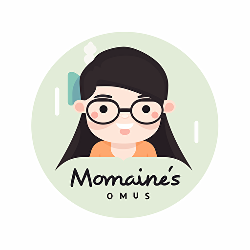 Logo design, Monic's English class, flattened, 2D, vector, concise, white background