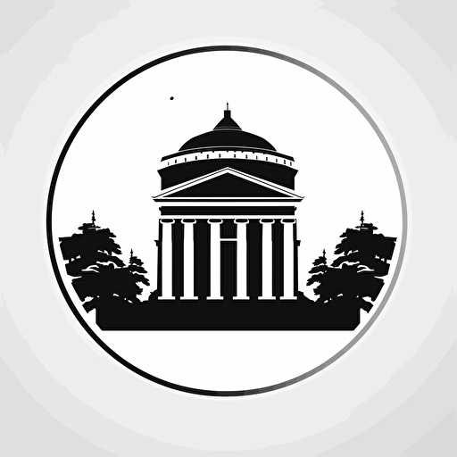 a simple vector logo featuring greek architecture, black with white background,