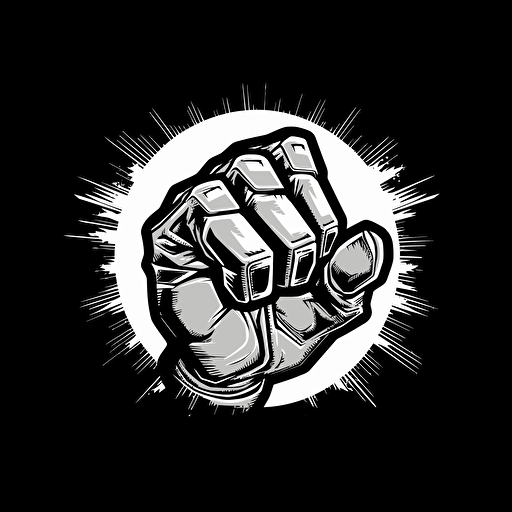 cyber fist, digital, electronic, logo, very simple, black and white, vector