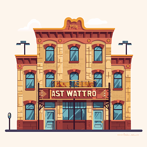 flat vector western building facade