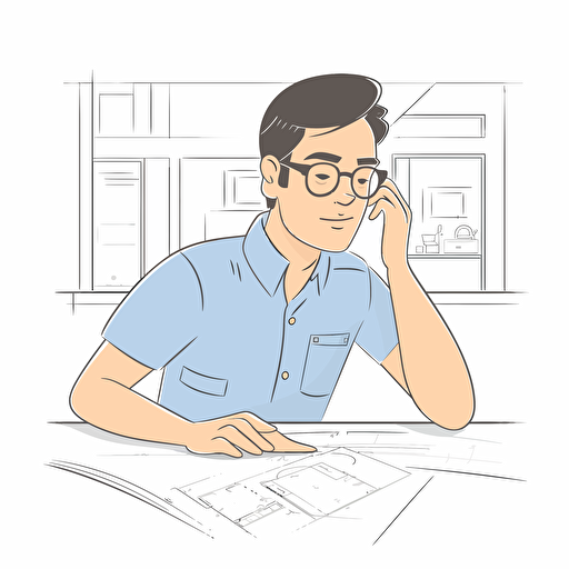 flat vector drawing of an architect
