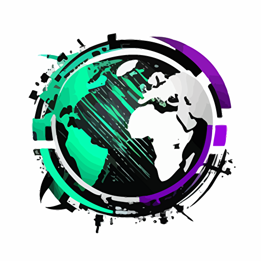logo separated in green/white and purple/turquoise/black colours. Main theme is international money transfers and global finance. flat logo vector