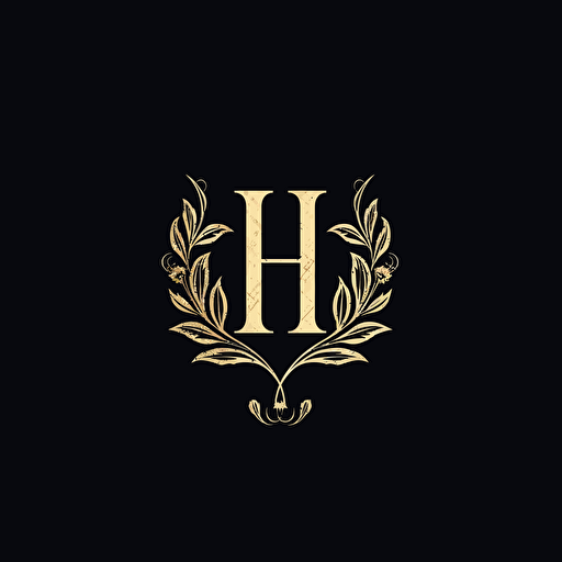A lettermark of letter H, logo, serif font, vector, simple
