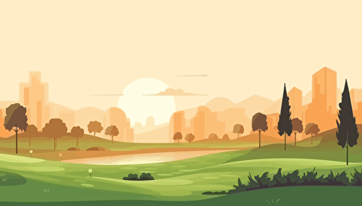 golf course flat vector, clean,