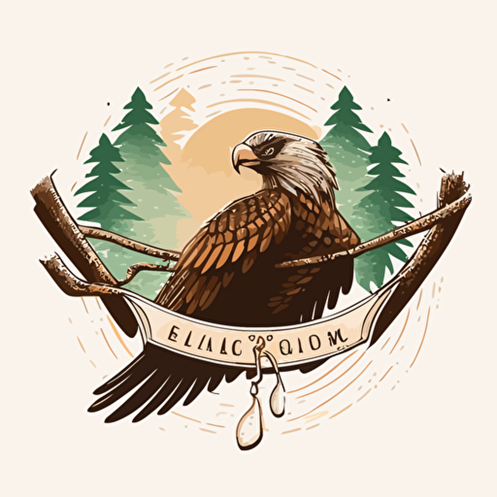 vector logo with an eagle carrying a hammock