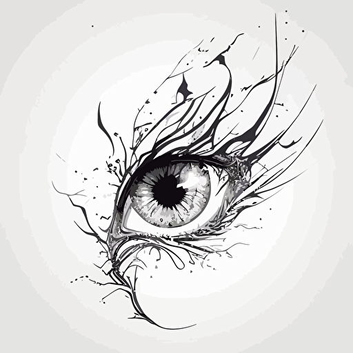 Abstract, minimalist, agressive dragon eye in the style of a single line drawing, Vector, white background, masterpiece, trending on Artstation and Dribbble.