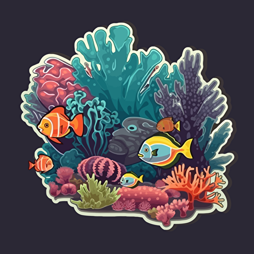 coral reef sticker detailed vector art