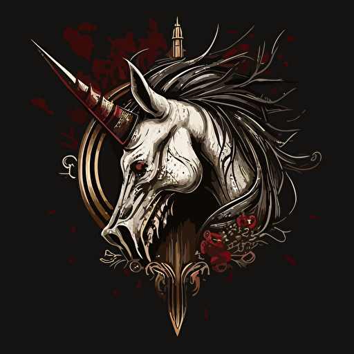 horror, unicorn logo, icon, vector, illustrator, head