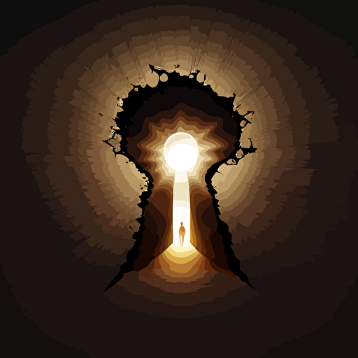 illustration of a keyhole with light coming from it. Vector.