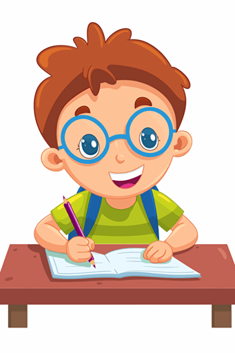 vector illustration kid writing
