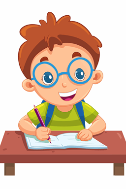 vector illustration kid writing