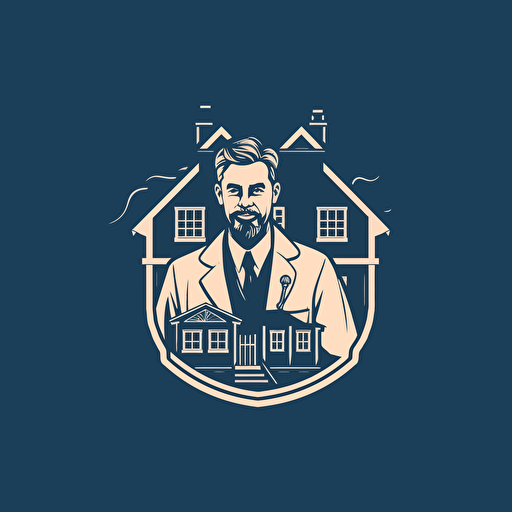 simple logo for doctor with real estate, vector flat, PNG, SVG, flat shading, solid background, mascot, logo, vector illustration, masterwork, 2D, simple, illustrator