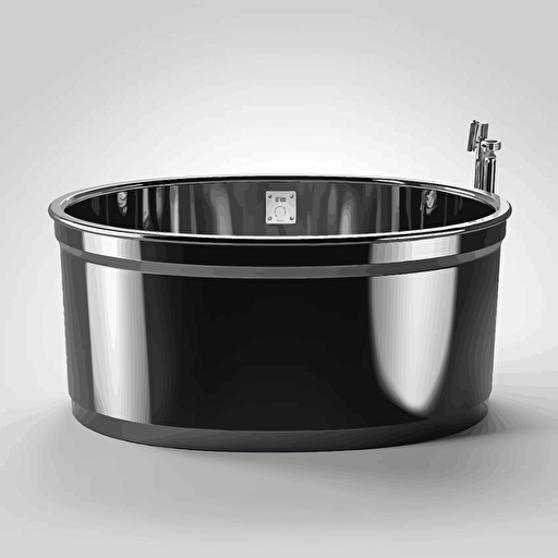 vector stainless steel cylinder bathtub with ice inside logo design ,flat design,black color, white background