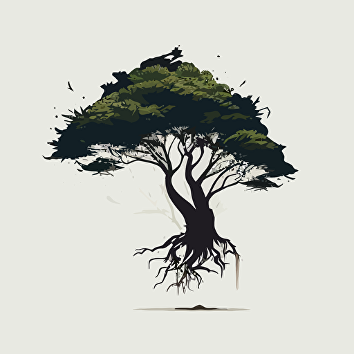 minimalist logo, vector illustration, a gigantic and useless tree