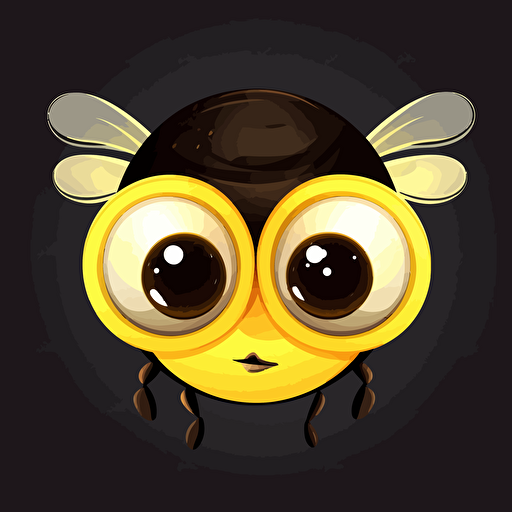 FLYING AI MAKE A CLIPART VECTOR CUTE YELLOW AND BLACK BEE WITH WITH BEAUTIFUL EYES AND LONG EYELASHES