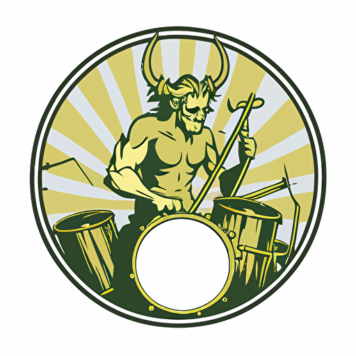 faun playing in a band, vector logo, vector art, emblem, simple cartoon, 2d, no text, white background