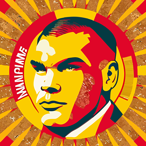 Lenny Mclean vector design by Shepard Fairey exquisite detail, glamorous, thrilling, stylized photorealism, dynamic composition, vibrant colors