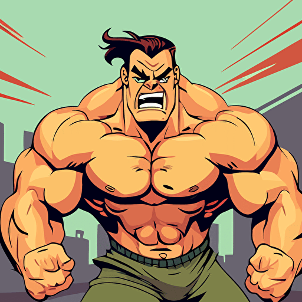 muscle man ,vector style,angry