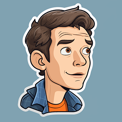sticker design, super cute pixar John Mulaney, vector
