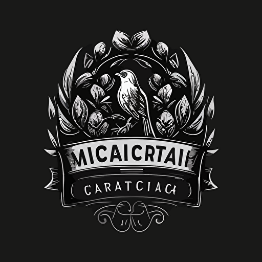 a creative logo for "McCarthy Choral", black and white, flat vector