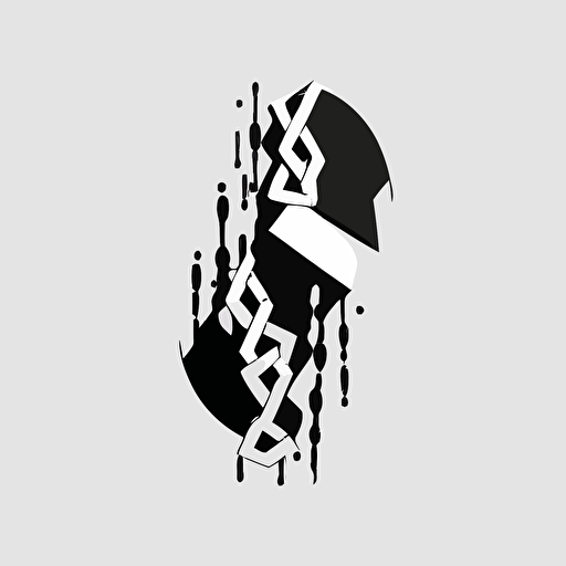 simple logo of a broken chain, black and white, flat design. minimal design, vector