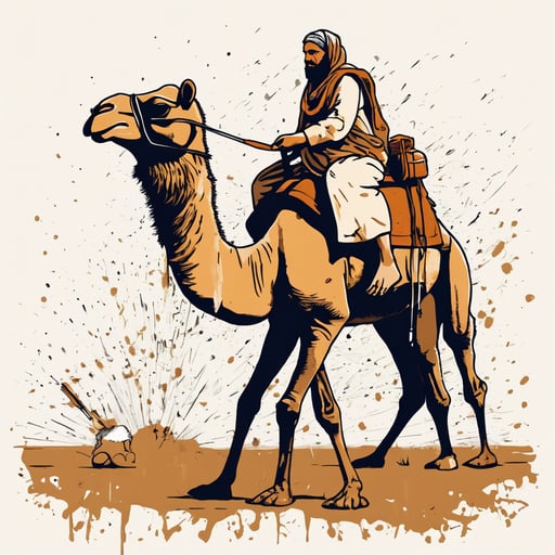 people riding a camel