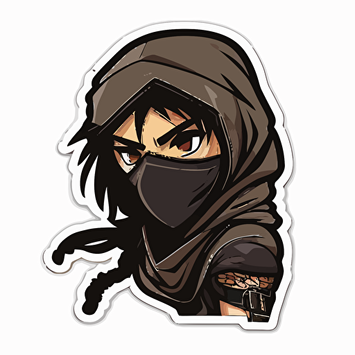 ninja, sticker, vector, white background, anime style