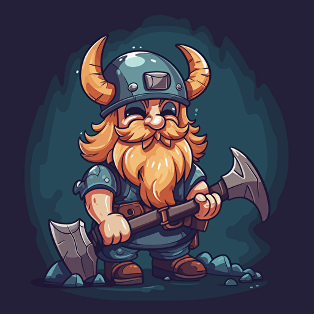 character viking mobile game lucky buddies with axe, vector style