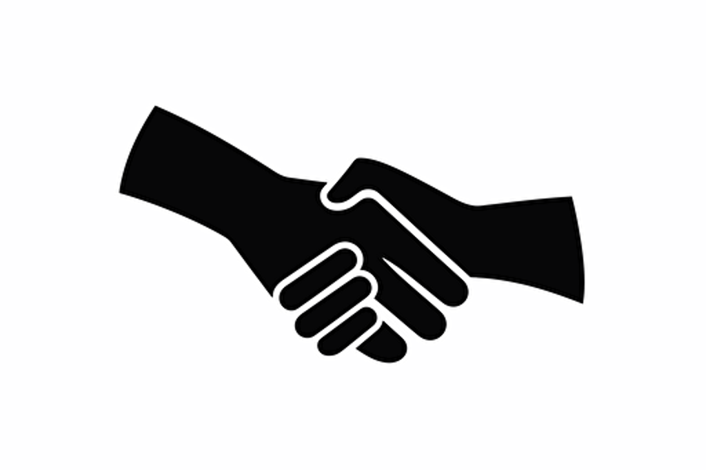 clasp handshake as vector symbol isolated on solid white background, high quality