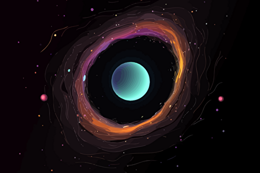 a black hole as a cartoon, vector art, flat colors, pastel colors, minimalistic,