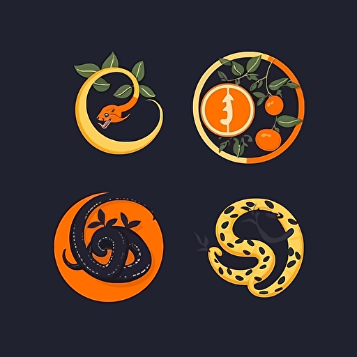 logo design cercle, orange, pamplemouse, citron et serpent, vectoriel, 4h, hd