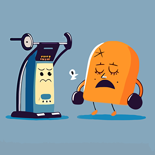 A funny representation of common struggles in the gym. Vector style