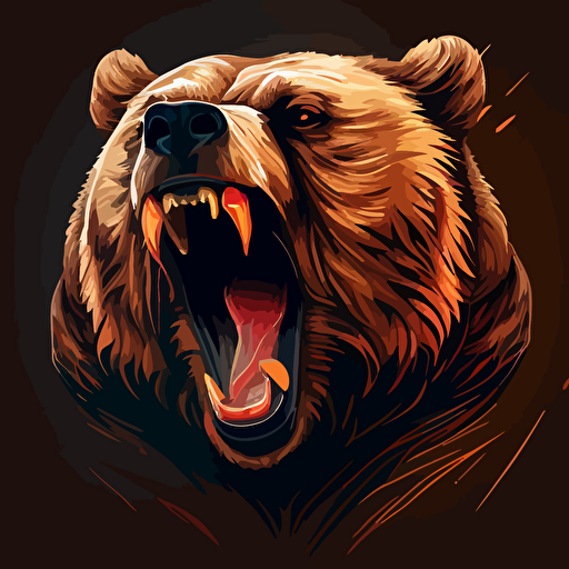 roaring Angry bear, teeth showing, long claws, vector art