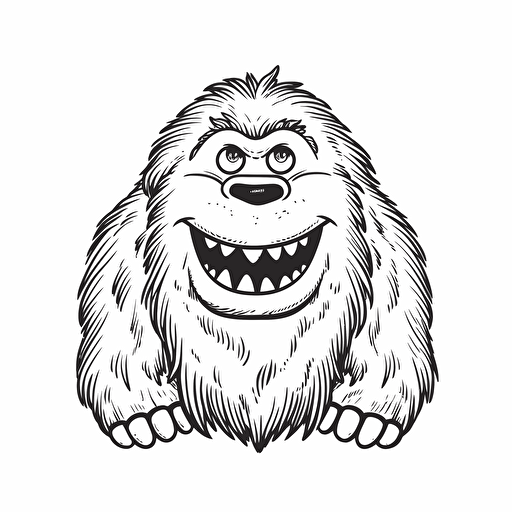 smiling Yeti, black line , vector, dxf
