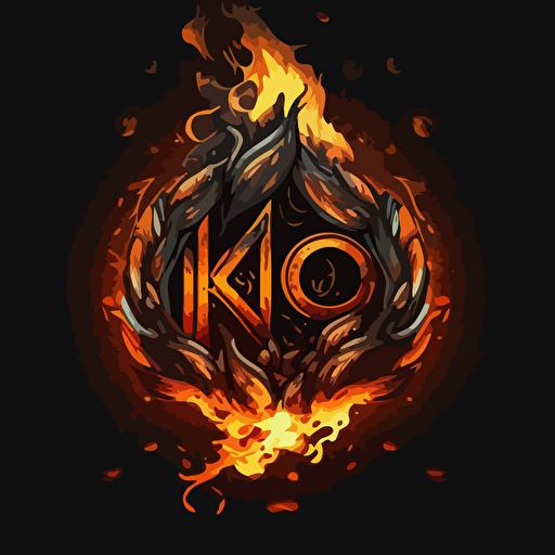 Ko Logo Vector Art with fire