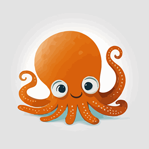 octopus logo for kids' brand, very simple, funny, vector, cartoon style, white background